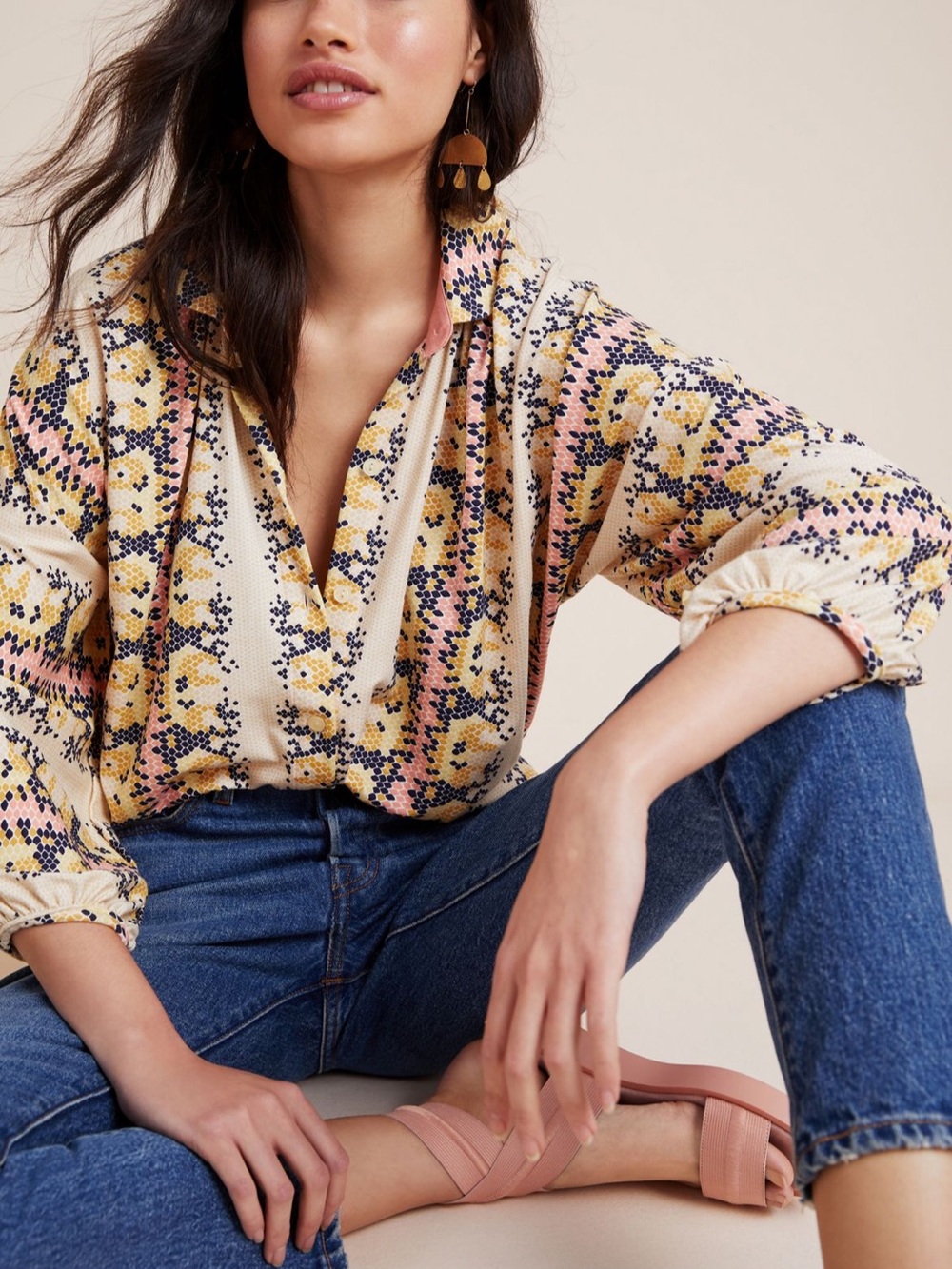 Anthropologie Porridge Abbe Honeycomb Women's Top Romantic Cottagecore Size M